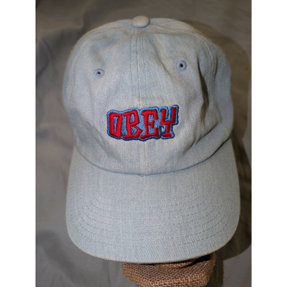 OBEY Hat Adjustable Light Blue Snap Back Baseball Cap